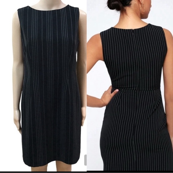 Dresses & Skirts - Vintage Black Striped Sheath Formal Dress